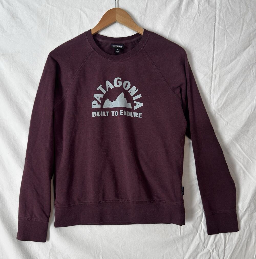 Patagonia Women's Ahnya Crewneck Lightweight Sweatshirt Burgundy Blue Size S